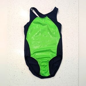 SUPER CUTE GK Elite Adult Small Gymnastics Dance Leotard  Neon Highlighter Green